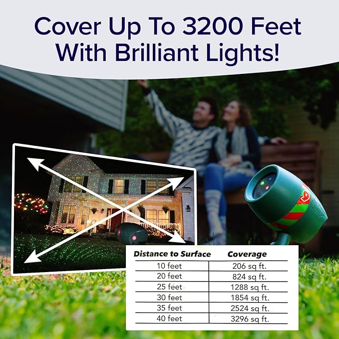 Star Shower Ultra 9 Outdoor Laser Light Show with Remote AS SEEN ON TV New 9 Unique Patterns Showers Home w/Thousands of Lights 3 Color Combinations Motion or Still Up to 3200 Sq Ft