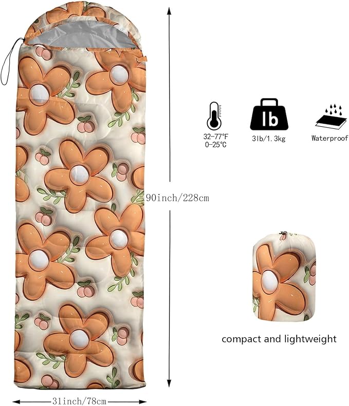 Kids Sleeping Bag for Boys Girls3D Pink Stars Print-Lightweight Warm Portable Outdoor Indoor-Waterproof Cold Weather Resistant Sleeping Bag for Camping Hiking