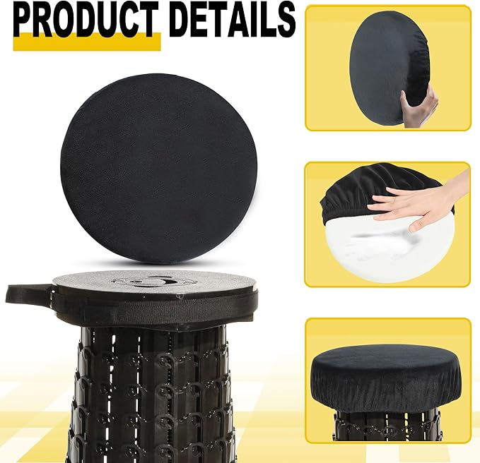 ALEVMOOM Upgraded 19.7 Collapsible Stool + 1.38 Thicker Cushion Portable Telescoping Stool Foldable for Adults 1000lbs Max Weight Heavy Duty Portable Chair for Outdoor Travel&ampCamping
