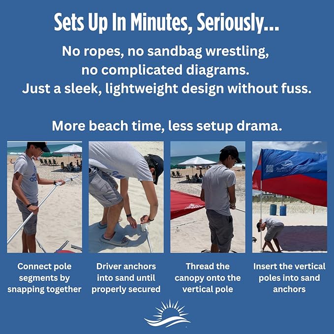 MillionShades® Beach Shade Canopy – Cozy 8 ft x 8 ft Wind-Propelled® Sun Shade for Beach with UPF 50+ 360° Views Quiet &amp Lightweight Design Easy Setup Tent - Windproof Beach Shelter
