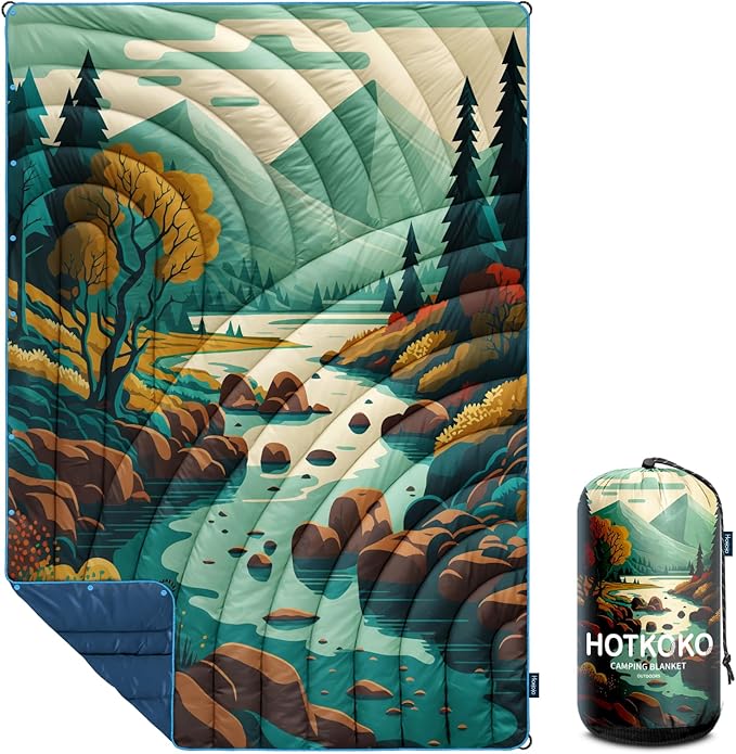 Camping BlanketPuffy Printed Camp Blankets Lightweight Packable for Outdoor CampingTraveling Stadium Hiking Picnics