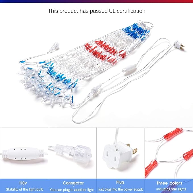 HYH American Flag LED Lights - 47in Patriotic Lights for 4th of July Decorating Indoor and Outdoor Waterproof Half Fan Flag Light for Patriotic LED Lighting Banner House GardenDecoration