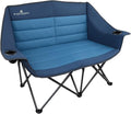 Black Sierra Double Padded Folding Camping Chair Oversized Folding Camp Sofa Portable Outdoor Loveseat Supports 500 lbs Perfect for Beach Tailgating RV Sports Patio