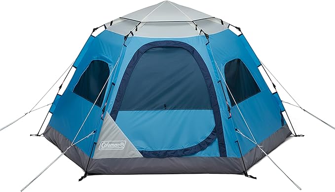 Coleman Camp Burst 4-Person Camping Tent Umbrella-Style Pop-Up Tent with 45s Easy Setup Dark Room Option Available Tub Floor and Taped Seams Keep You Dry 360° Views | Umbrella-Style Pop-Up Tent
