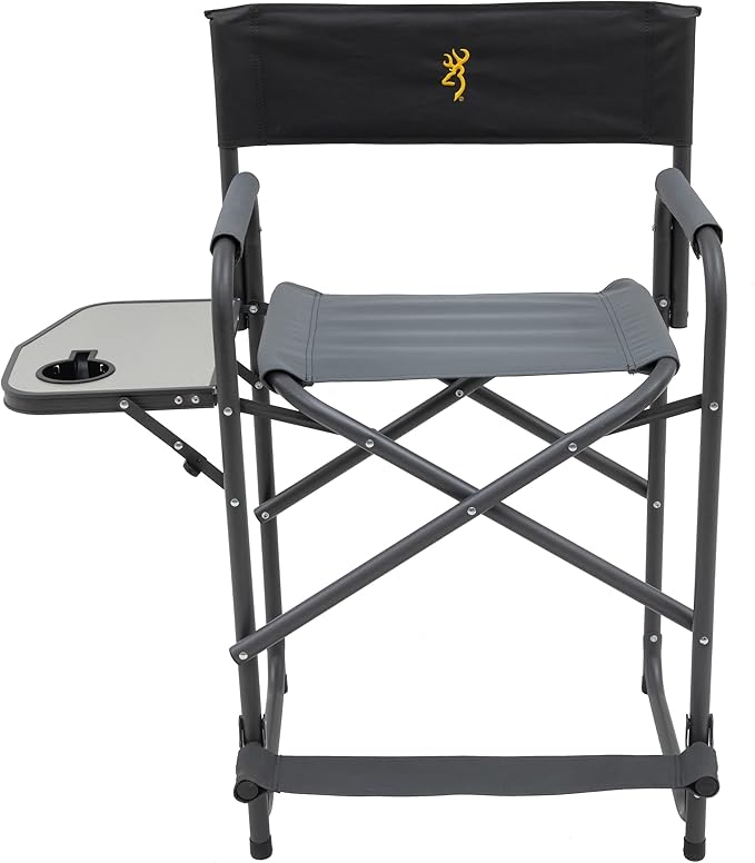 Browning Directors Chair - Outdoor Folding Chairs Made with Durable Fabric and Sturdy Aluminum/Steel Frame with Extra Tall Seat and Flip-Down Footrest