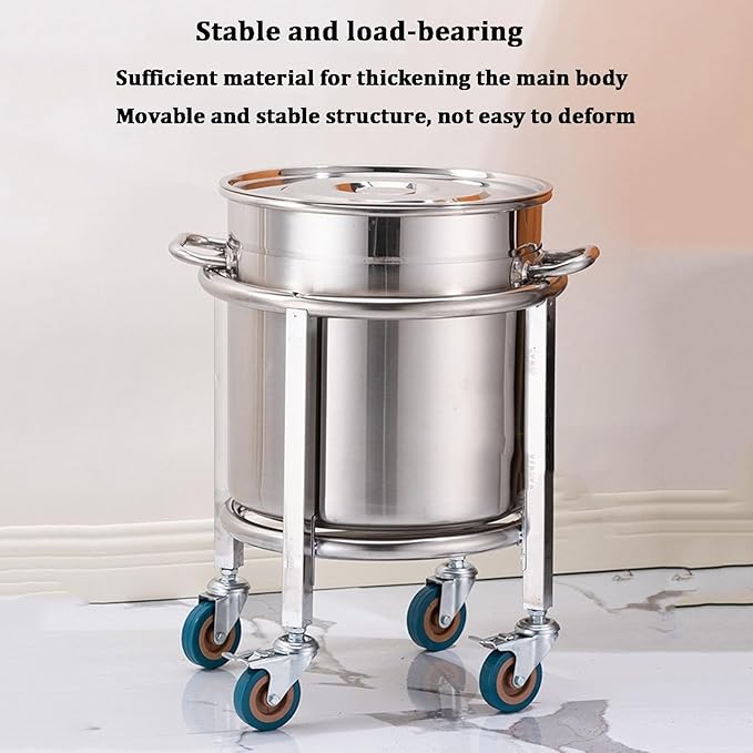 Stainless Steel Soup Bucket Rack with Handle Commercial Stock Pot Stand Mobile Gas Bottle BaseHeavy Duty Drum DollyTrash Can Roller Base with WheelsMultifunctional Mover Carrier Barrel Frame