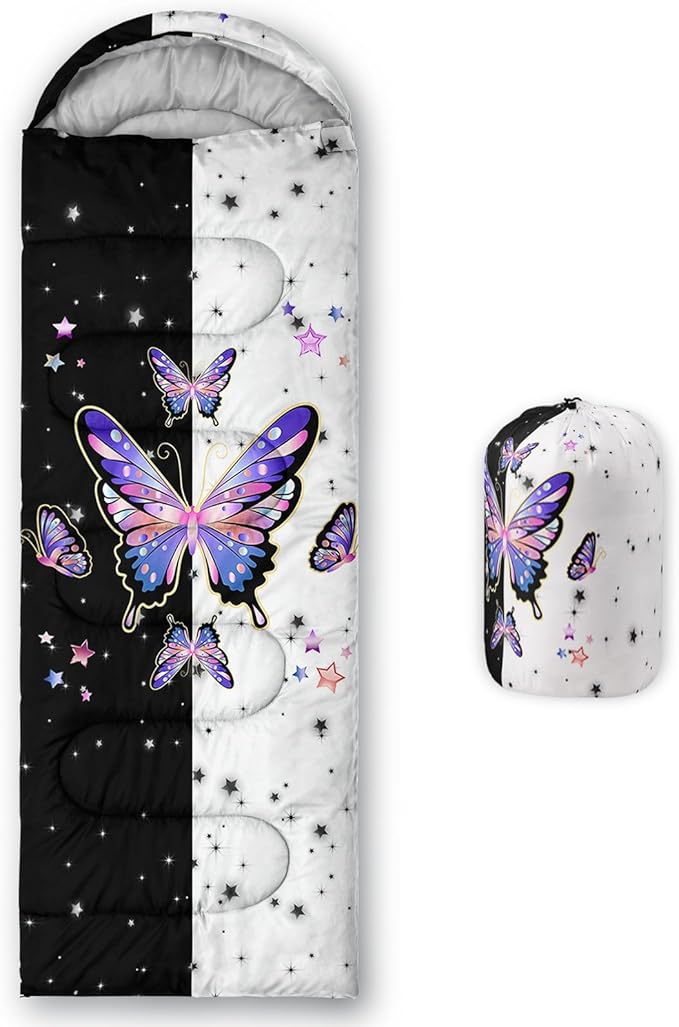 Kids Sleeping Bag for Boys GirlsCartoon Dinosaur Print-Lightweight Warm Portable Outdoor Indoor-Waterproof Cold Weather Resistant Sleeping Bag for Camping Hiking