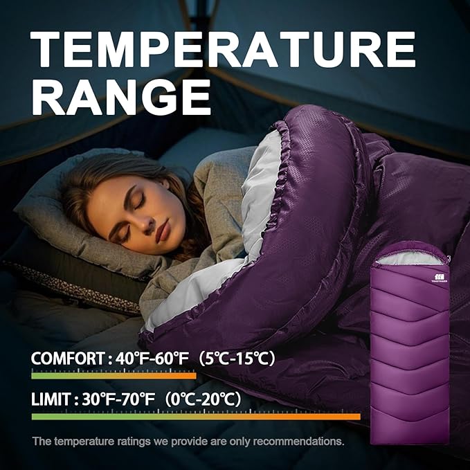 Sleeping Bags for Adults Cold Weather &amp WarmBackpacking Camping Sleeping Bag for Tall Girls BoysLightweightCompactWaterproof Camping Gear for TravelingHikingHotelOutdoor &amp Indoor