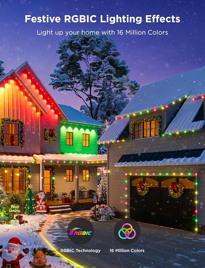Govee Outdoor LED Strip Lights 45 RGBIC LED Lights 100FT String Lights with 65 Scene Modes Halloween Decoration Work with Alexa Google APP Control IP65 Waterproof