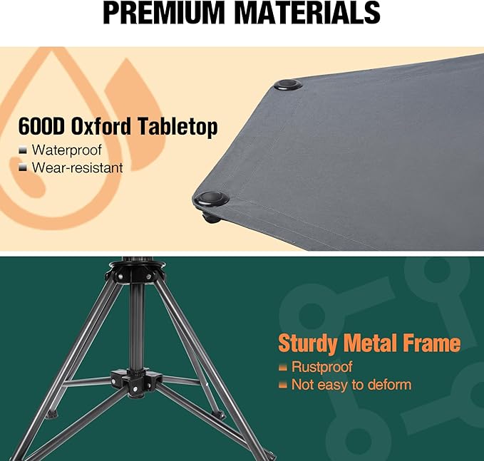 Extra Tall Folding Chairs &amp Adjustable Height Folding Table Set Portable Outdoor Bar Table &amp Foldable Director Chairs with Makeup Pocket for BackyardBeachTravel with Storage Bag