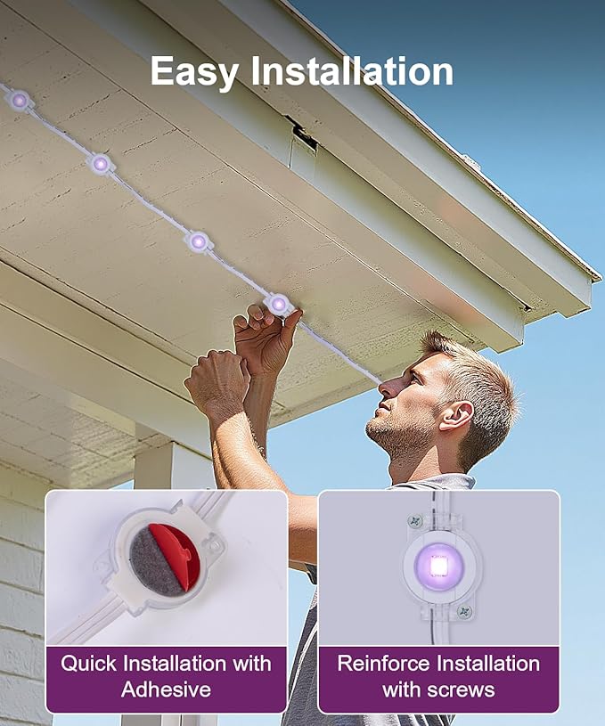 300Ft Permanent Outdoor LightsSmart RGB Outdoor Lights with Remote APP Control IP67 Waterproof Outside Light for House for Daily Garden TV Backlights Christmas Decor