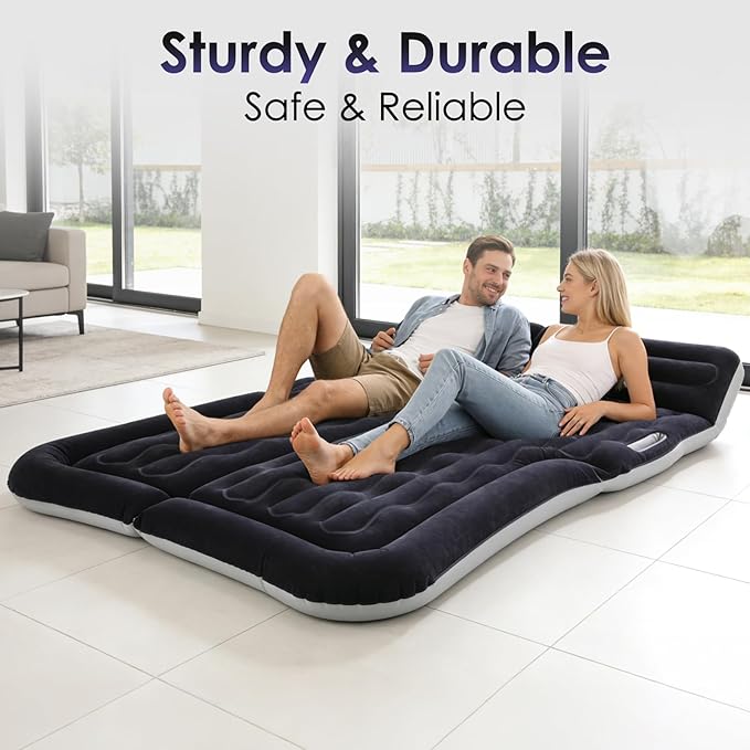 Inflatable Car Air Mattress for SUV Sedan Truck &amp Minivan Back Seat Car Bed for Car Camping &amp Travel Portable Mattress with earplugs Window Screens Eye Mask &amp Storage Bags