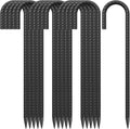 18 Inch Steel J Hook Rebar Ground Stakes 16 Pack 1/2 Inch Diameter Fence Stakes for Wire Fencing with Chisel Point End Metal Tent Stakes Heavy Duty for Outdoor Camping Black