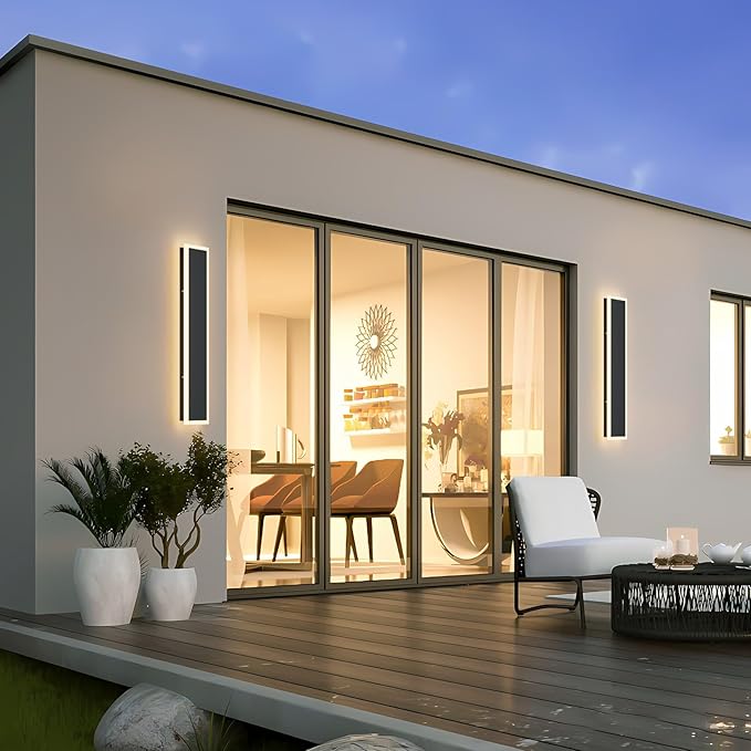 Modern Outdoor Wall Sconce 31.5InchExterior LED Wall Light Fixture IP65 Waterproof 3000K for Porch Garage Courtyard