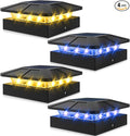Peasur 4 Packs 4x4 Solar Post Lights Outdoor Blue &amp Warm White LED Fence Caps Light Waterproof Wood &amp Vinyl Post Top Lighting for Deck Mailbox Railing Porch Outside