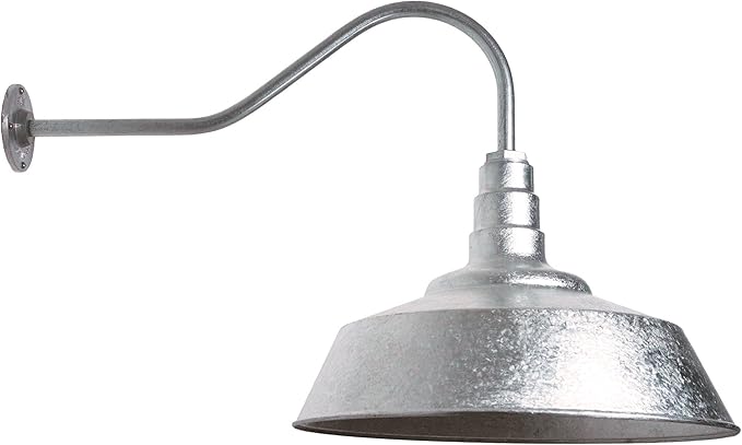Steel Lighting Co. Large Outdoor Barn Light | Gooseneck Light Fixture | Made in America from 18-Gauge Steel | 20 Dome | 23 Gooseneck Galvanized Exterior/Galvanized Interior