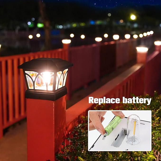 VOLISUN Solar Post Cap Lights Outdoor 8Pack with Edison LED Bulbs 2 Brightness Setting Fence Post Lights Solar Powered for Garden Fence Deck Mailbox Yard Porch Fits 4x4 6x6 Posts(Slate Black)