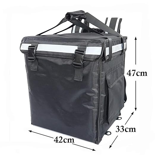 PK-65Abl:10-12 Pizza Delivery backpack Bag 16 L x 12 W x 18 H Open from Top and Side. Insulated Food Delivery Box Insulated Cabinet for Catering Restaurant Delivery Bike Drivers