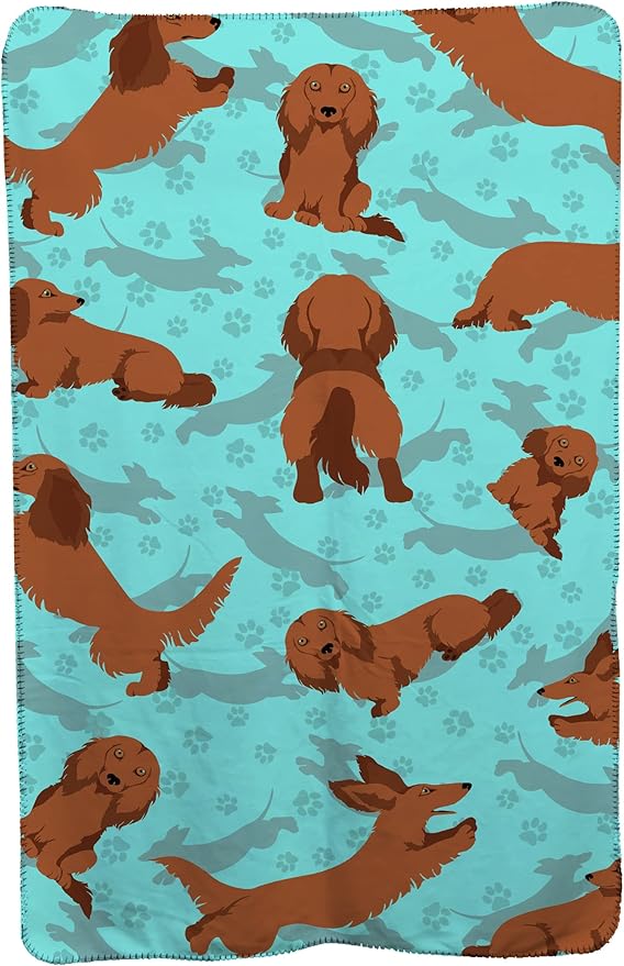 Caroline's Treasures MLM1012TBLT Longhaired Red Dachshund Soft Travel Blanket with Bag Airplane Blanket Indoor Outdoor Camping Blanket for Traveling Picnics Beach Trips Concerts