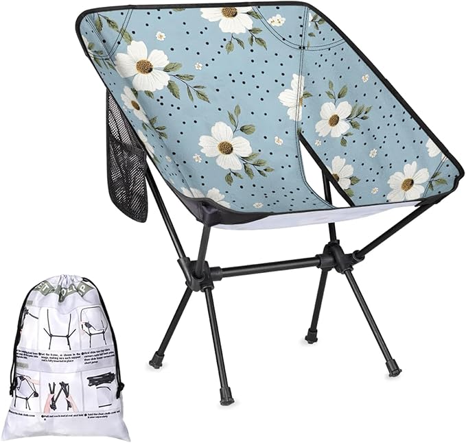 Honeybaby Folding Camping Chair Flowers Dots Camping Chairs Lightweight Portable Chair Outdoor Foldable Chairs for Camping Travel Picnic Beach Hiking