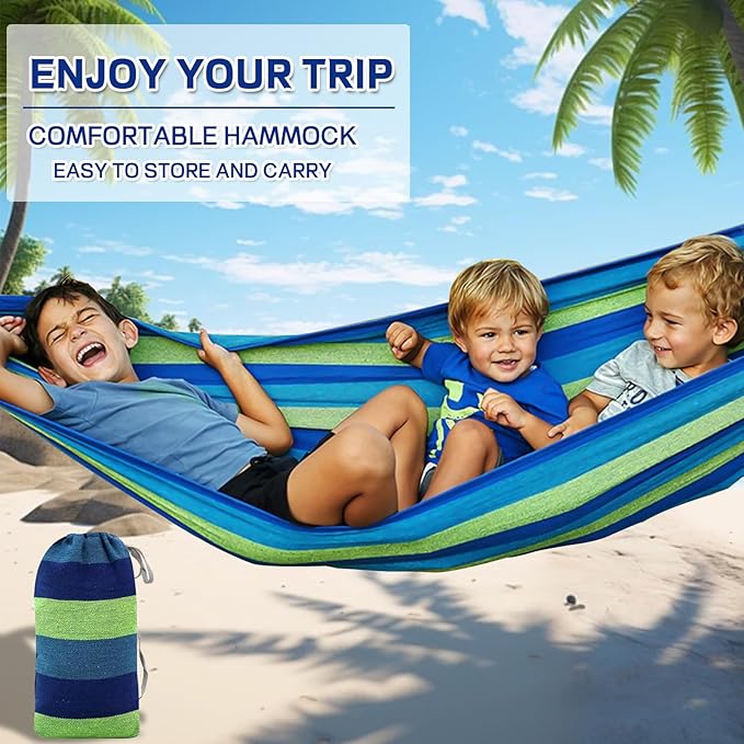 Durable Hammocks 660 Lbs Capacity Camping Essentials Hiking Gear Accessories Max 2 X Tree Straps &amp Carabiners &amp Duckbilled Buckle &amp Thicker Rope &amp Portable Carrying Bag Included (Blue