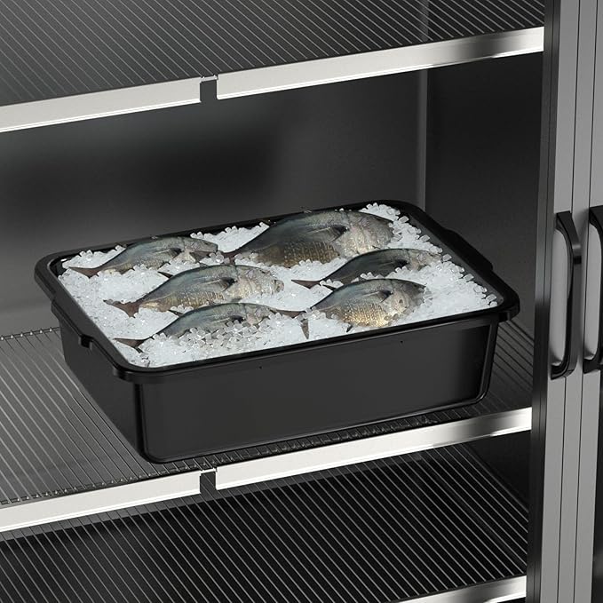 Sandmovie 4 Packs Commercial Restaurant Bus Tub Large 32 L Plastic Bus Boxes Black