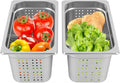 2 Pcs Filtering Pans 6.34Qt Anti-Jam Perforated Pan Stainless Steel Steam Pan Filter BasketCommercial Hotel Pan Catering Food PansDishwasher/Oven/Freezer Safe