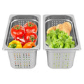 2-Pack 1/3 Size 6 Deep Anti-Jam Perforated Stainless Steel Steam Table Pan Hotel Pan