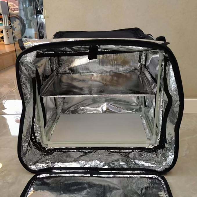 Pizza Carrier – Expandable Delivery Backpack Insulated Thermal Interior Heavy Duty Fabric Build Heat Retention Design Secure Zipper Closure Large Capacity Food Transport System | Restaurant Takeo