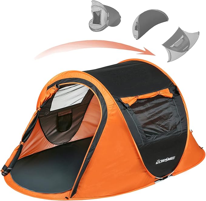 EchoSmile Instant Pop Up Camping Tent 2/4/6 Person Easy Setup Tent Water Resistant Dome Portable with Carry Bag