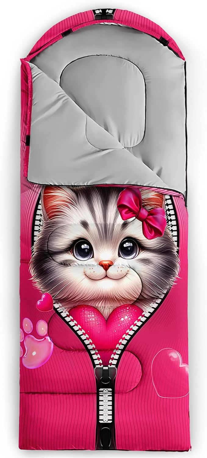 AILONEN Kawaii Panda Sleeping BagsLightweight &amp Waterproof3 Season Warm &amp Cool WeatherDreamy Purple Flower Animal Themed Sleeping Bags for BoysGirlsKidsAdults TravellingOutdoors
