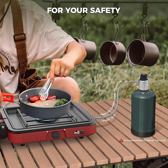 CAMPLUX FoldGo 2 Burner Portable Camping Stove 17200 BTU Foldable Propane Stove for Outdoor Cooking with Carry Bag Portable Gas Stove with 2 Adjustable Burners Red
