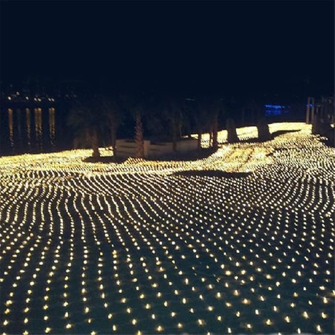 LED Net Mesh String Fairy Light Warm White 9.8ft x 6.6ft 204 LEDs 8 Modes LED Indoor Outdoor String Lights Waterproof Wedding Party Garden Room Christmas Holiday Decorative Light