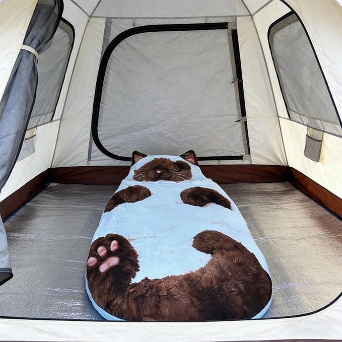 Adorable Cat Shaped Plush Sleeping Bag for Adults 68.9 Soft Envelope Slumber Bag Washable Warm Blanket for Camping Travel Sleepovers &amp Home Lounging Cute Animal for Cat Lovers