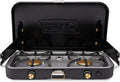 Coleman 1900 Collection 3-in-1 Propane Camping Stove Cast Iron Grill &amp Griddle Accessories Included 24000 BTUs Across 2 Adjustable Burners with Wind Guards &amp Matchless Lighting