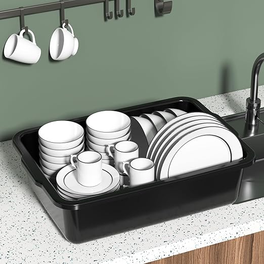 4-Pack 23 L Plastic Commercial Bus Box Restaurant Dish Bin Utility Bus Tubs Black