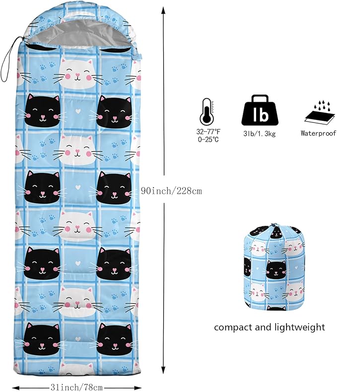 Space Astronaut Sleeping Bag for Boys KidsCute Space Rockets Lightweight Portable Compact with Compression SackMoon and Stars Clouds Camping Bag for Backpacking Travelling Outdoor Hiking