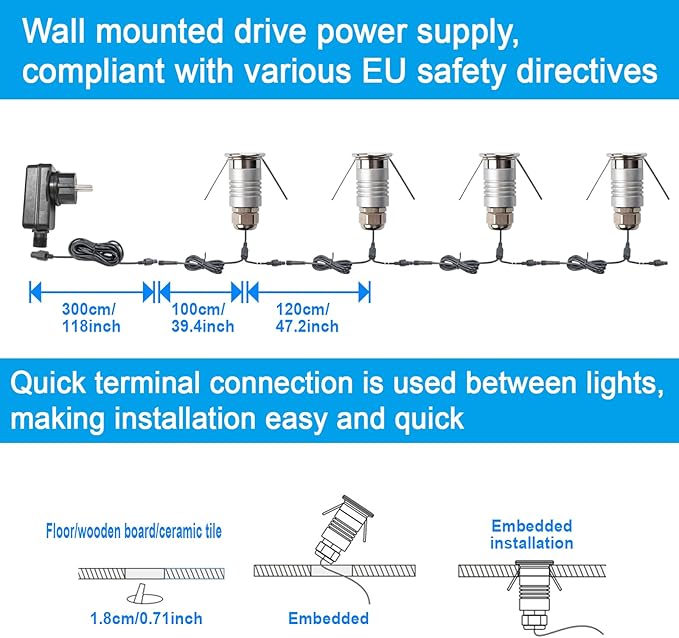 201 Mini Underground Lamp 1W DC12V IP67 Low-Voltage Recessed Type Stainless Steel 304 Cover Suitable for Outdoor Grounds Decks Squares Parks Courtyards (3000K 4Packs)