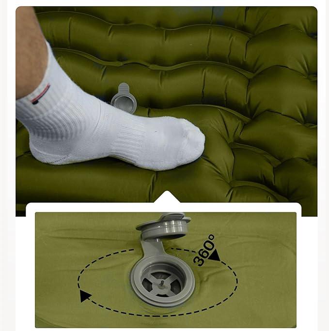 Enlarged and thickened air Sleeping Mats for camping (78.75 x 27.55 X 3.93 inches) 330lbs load capacity quick inflation in 25 seconds at maximum speed low noise TPU coated(Military Green)