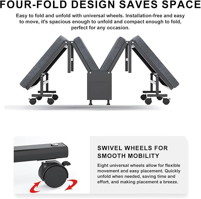 Camping Cots for Adults with 8 Universal Wheels 6-Position Adjustable Backrest Folding Bed Easy to Store and Save Space Camping Cot Suitable for Office Home Hospital(White190x70x30cm)