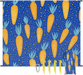 Waterproof Sandproof Beach Blanket 59''×68'' Star Carrots Polyester Outdoor Picnic Blanket with 4 Stakes &amp Storage Bag for BeachCampingVacation Blue