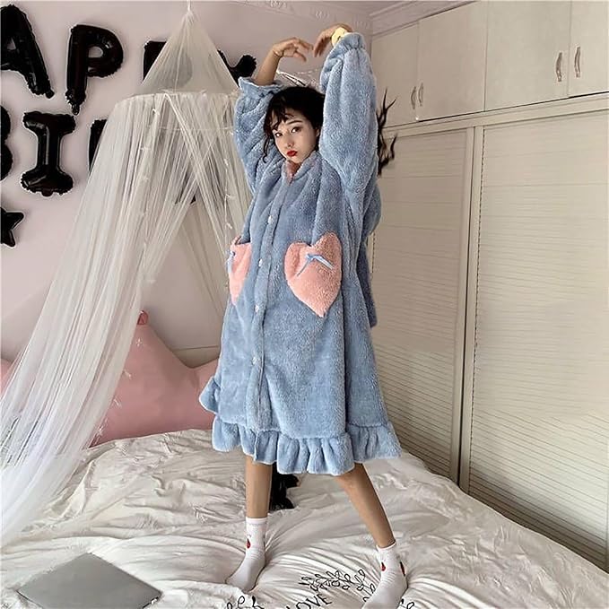Warm one-piece blanket pajamas in autumn and winter cute shark capybara robe hooded coral velvet padded velvet home clothes.