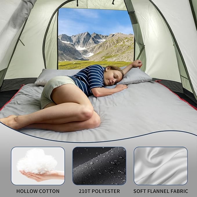 ShinHye Double Sleeping Bag for Adults with 2 Pillows Camping Sleeping Bags Flannel Cotton 2 Person Sleeping Bags XXL Queen Size Sleeping Bag for Cold Weather