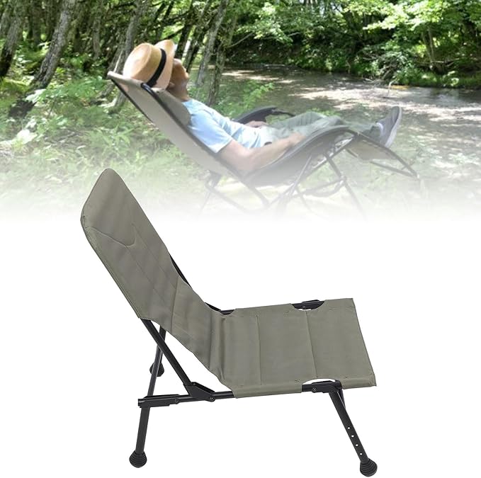 Alomejor Folding Chair with Cushion Adjustable Legs Camping Designed with Double Thread Sewing Techniques for Outdoor Fishing