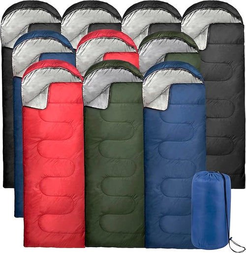 10 Pack Sleeping Bags for Adults Cold Weather Bulk for Homeless People 4 Seasons Warm or Cold Lightweight Indoor Outdoor Backpacking Camping