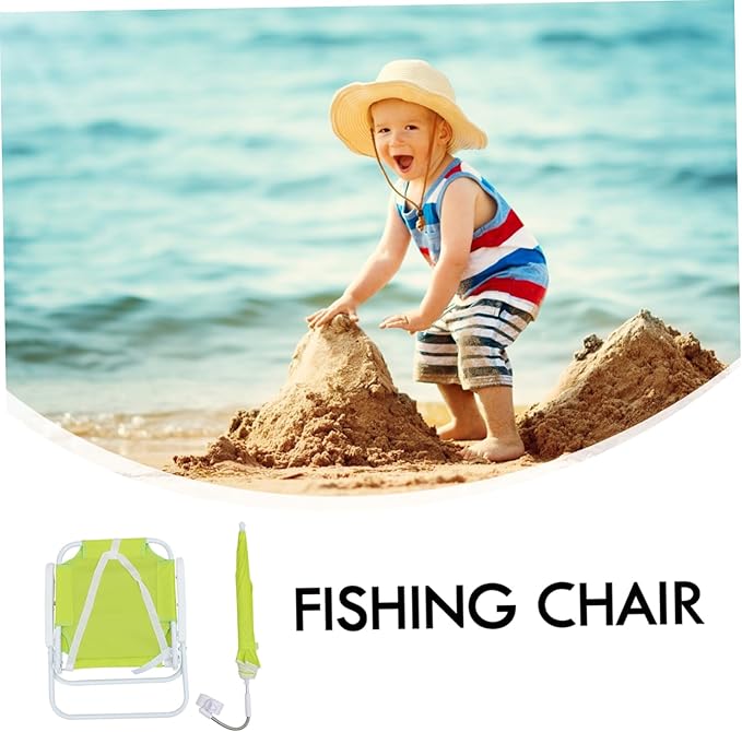 VANZACK 1set Boys and Girls Outdoor Umbrella Chair Ergonomic Beach Stool Sun Block and Tear-Resistant for Camping and Outdoor Activities Green