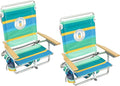 Tommy Bahama 5-Position Classic Lay Flat Backpack Cooler and Cup Holder Beach Chair Portable Folding Beach Chair for Tanning 2-Pack Stripe