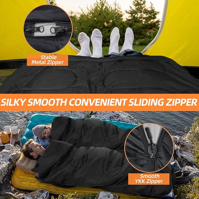Double Sleeping Bags for Adults 2 Person Camping Sleeping Bag for Cold &amp Warm Weather