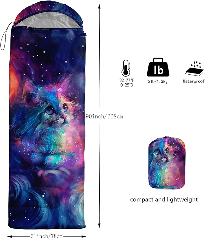AILONEN Cartoon Camping Sleeping Bag for Boys Girls AdultsLightweight &amp Waterproof3 Season Warm &amp Cold WeatherPortablePrinted Sleeping BagTravelingCampingHiking