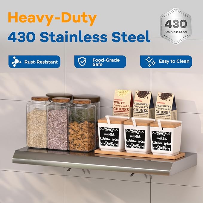 Stainless Steel Folding Shelf 24 x 12 for Food Truck Fold Down Concession Shelf for Serving Kitchen Prep